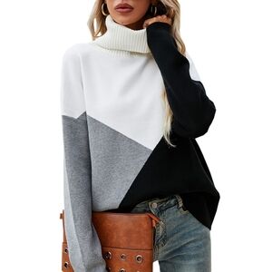 toi&moi Color Block Turtleneck Sweater